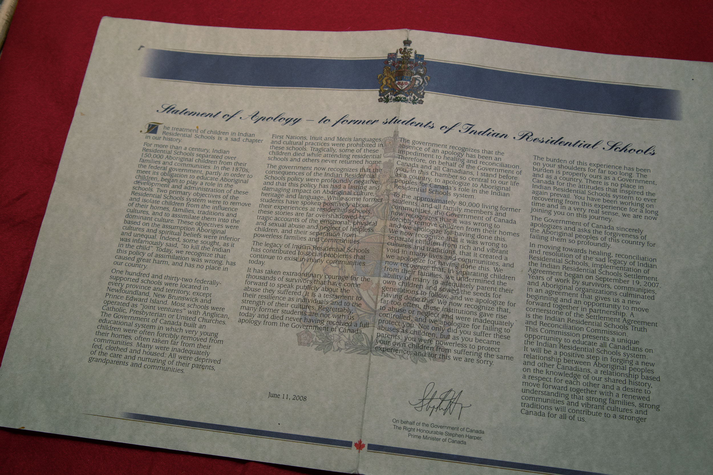 Offizielles Schreiben der kanadischen Regierung.